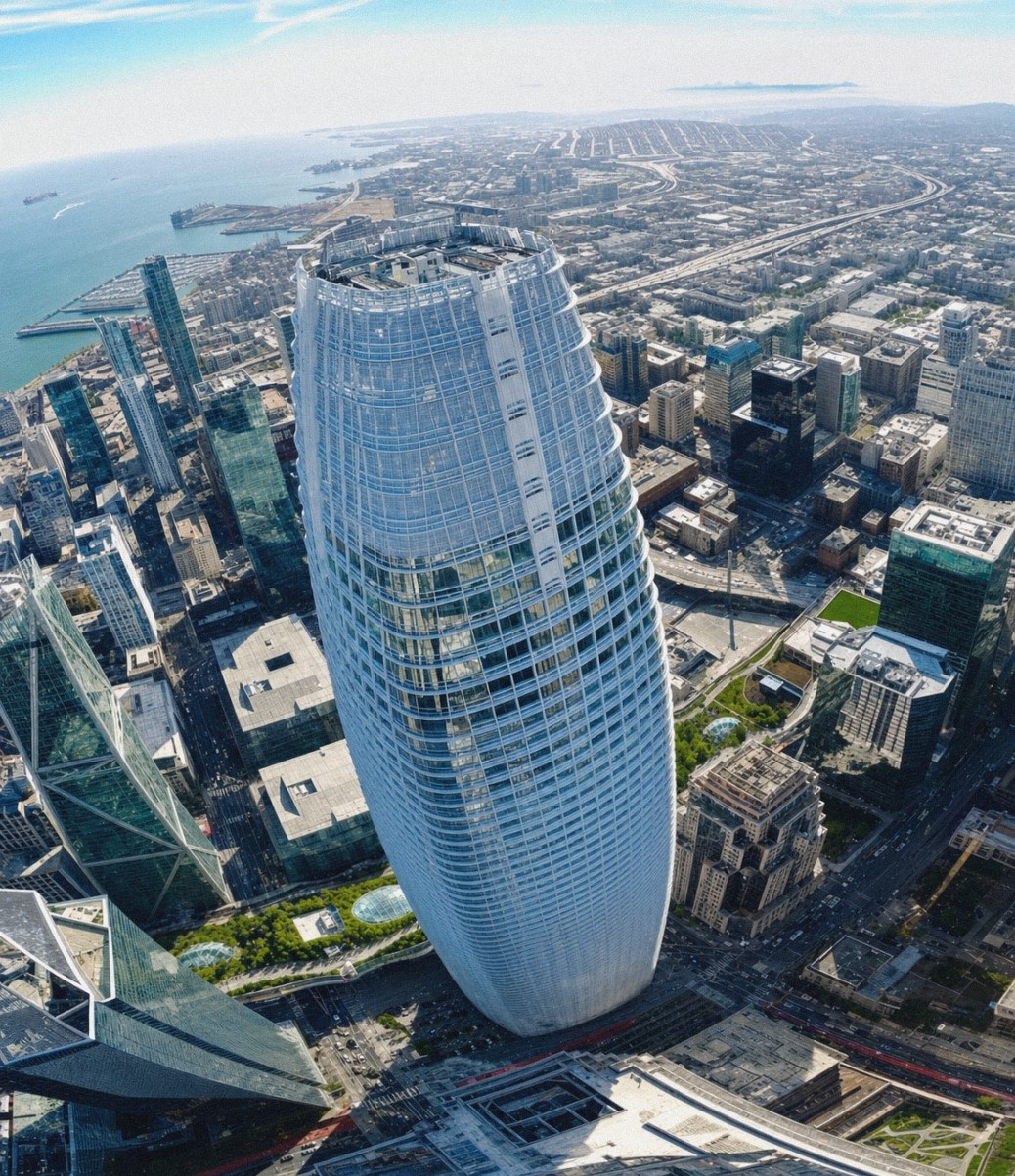Aerial view of Salesforce Tower in San Francisco