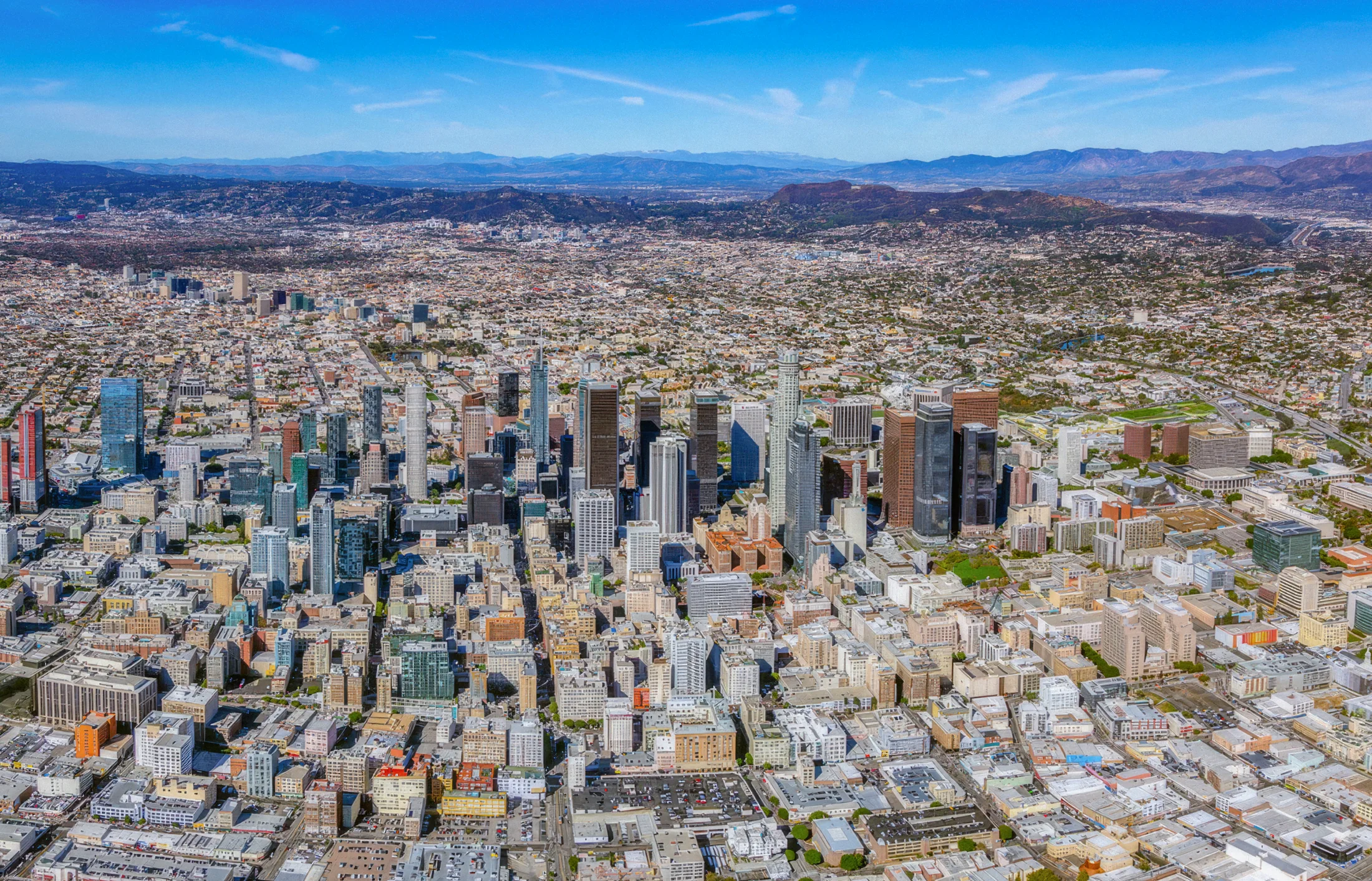 Los Angeles skyline showing Herrick building projects.