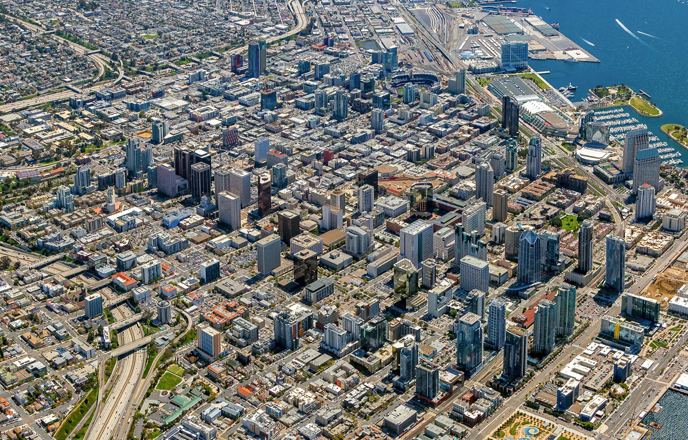 San Diego skyline showing Herrick building projects.