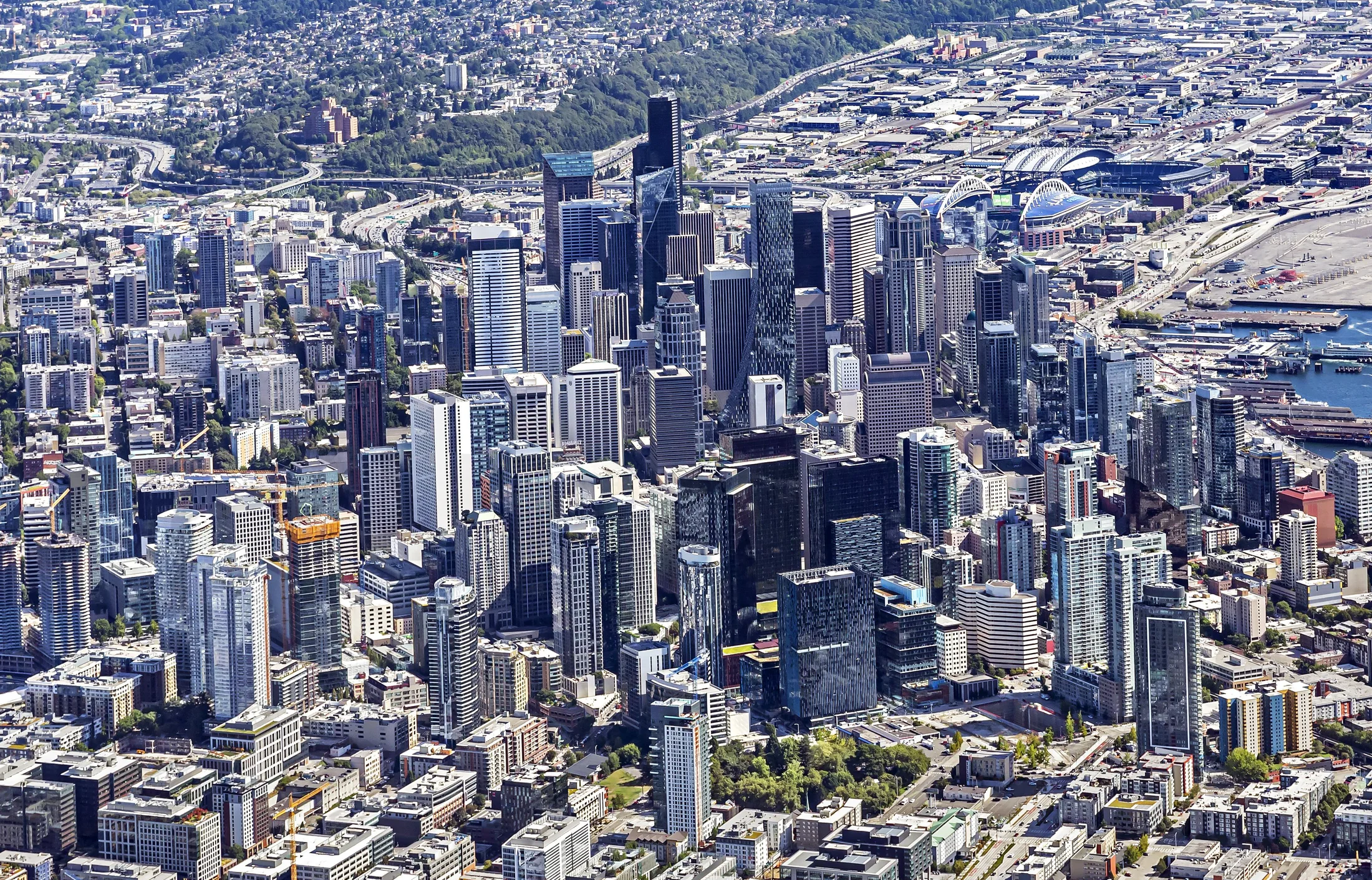 Seattle skyline showing Herrick building projects.